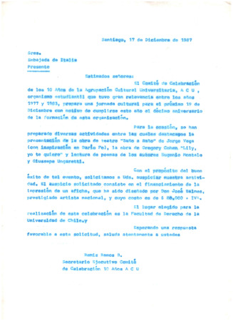 Carta a Embajada de Italia (3ra carta)