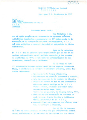 Carta a Pdte. Sociedad de Escritores de Chile 