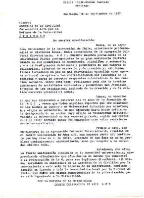 Carta a Asamblea de la Civilidad
